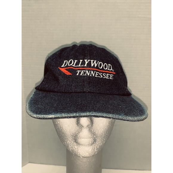 Vintage Dollywood Tennessee Strapback Cap Chambray Denim 90s J Hats USA - Picture 2 of 9